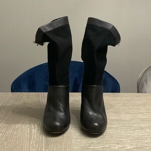 Rachel Zoe Black Leather and Suede  Women's Boots